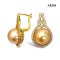 Approx. 11.0 mm, Gold South Sea Pearl, String Knot Pearl Latch Back Earrings