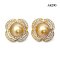 Approx. 9.0 mm, Gold South Sea Pearl, Pearl in a Flower Stud Earrings