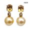 Approx. 11.0 mm, Gold South Sea Pearl, Citrine Oval Cut Stud Earrings with Citrine Dot Pearl Jacket