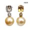 Approx. 11.0 mm, Gold South Sea Pearl, Citrine Oval Cut Stud Earrings with Citrine Dot Pearl Jacket