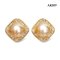 Approx. 9.0 mm, Gold South Sea Pearl, Solitaire Pearl Square Halo CZ Stud Earrings