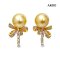 Approx. 10.0 - 11.0 mm, South Sea Pearl, Bow CZ Tail Pearl Stud Earrings
