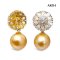 Approx. 11.0 mm, Gold South Sea Pearl, Daisy CZ Stud Earrings with Dangle Pearl Jacket
