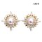 Approx. 6.0 mm, Hanamomo, Akoya Pearl, Sunray CZ Pearl Stud Earrings