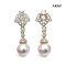 Approx. 8.0 mm, Hanamomo, Akoya Pearl, Royal Orchid Dangle Pearl Stud Earrings