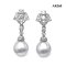 Approx. 9.0 -10.0 mm, White South Sea Pearl, Royal Orchid Dangle Pearl Stud Earrings