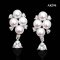 Approx. 6.0 mm up, AK Pearl, Cluster Pearl Dangle Trilliant Cut CZ Stud Earrings
