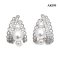 Approx. 3.0 - 5.0 mm, AK Pearl, Triple Pearl Roll Festoon Edge CZ Paved Stud Earrings