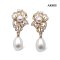 Approx. 3.0 - 5.0 - 8.0 mm, AK and Freshwater Pearl, Flower Pearl Dangle Pearl Stud Earrings