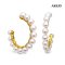 Approx. 5.5 mm up, AK Pearl, Pearl Row Hoop Stud Earrings