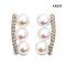 Approx. 5.5 mm up, AK Pearl, Triple Pearl CZ Bar Stud Earrings