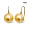 Approx. 11.0 mm, Gold South Sea Pearl, Fish Hooks Spoon Pearl Earrings