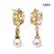 Approx. 3.5 - 8.0 mm, Hanamomo, Akoya Pearl, Leaves Pearl Stud Earrings Dangle Hinge Clasp Pearl