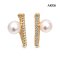 Approx. 5.5 mm, Hanamomo, Akoya Pearl, V Miki CZ Paved Pearl Stud Earrings