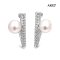 Approx. 5.5 mm, Hanamomo, Akoya Pearl, V Miki CZ Paved Pearl Stud Earrings