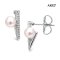 Approx. 5.5 mm, Hanamomo, Akoya Pearl, V Miki CZ Paved Pearl Stud Earrings