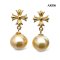 Approx. 9.0 mm up, Gold South Sea Pearl, Chrome H. Dangle Pearl Stud Earrings