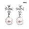 Approx. 8.0 mm, Hanamomo, Akoya Pearl, Chrome H. Dangle Pearl Stud Earrings