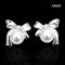Approx. 8.0 mm, Hanamomo, Akoya Pearl, Bow Pearl Stud Earrings