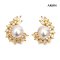 Approx. 6.0 mm, Hanamomo, Akoya Pearl, Royal Flame CZ Pearl Stud Earrings