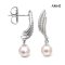 Approx. 6.0 mm, Hanamomo, Akoya Pearl, Triple Icicle CZ Stripes Dangle Pearl Stud Earrings