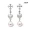 Approx. 8.0 mm up, Hanamomo, Akoya Pearl, Cross & Heart Dangle Pearl Stud Earrings