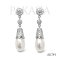 Approx. 8.0 mm, Freshwater Pearl, Dangle Round Moissanite Cone Cap Pearl Stud Earrings