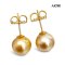 Approx. 9.0 mm, Gold South Sea Pearl, Stud Earrings