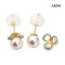(PSL) Approx. 6.5 mm, Aurora Rose, Akoya Pearl, Pearl Stud Earrings with Three Petal Diamond Jacket