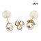 (PSL) Approx. 6.3 mm, Aurora Rose, Akoya Pearl, Pearl Stud Earrings with Three Petal Diamond Jacket