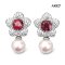 8.0 -8.1 mm, Hanamomo, Akoya Pearl, Flower Garnet Stud Earrings with Dangle Pearl Jacket