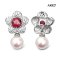 8.0 -8.1 mm, Hanamomo, Akoya Pearl, Flower Garnet Stud Earrings with Dangle Pearl Jacket
