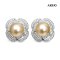 Approx. 10.0 mm, Gold South Sea Pearl, Pearl Halo Flower Stud Earrings
