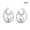 Approx. 6.0 mm, Hanamomo, Akoya Pearl, Crescent Moon Pearl Stud Earrings