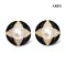 Approx. 8.0 mm, Hanamomo, Akoya Pearl, Art Deco Flower Black Enamel Paint Stud Earrings