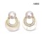 Approx. 6.0 mm, Hanamomo, Akoya Pearl, Purse Pearl MOP Stud Earrings