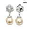 Approx. 10.0 - 11.0 mm, Gold South Sea Pearl, Rose CZ Paved Dangle Pearl Stud Earrings