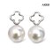 Approx. 8.0 mm, Hanamomo, Akoya Pearl, MOP Clover Leaf Pearl Stud Earrings