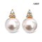 Approx. 8.0 mm, Hanamomo, Akoya Pearl, Triple CZ Dot Pearl Stud Earrings