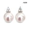 Approx. 8.0 mm, Hanamomo, Akoya Pearl, Triple CZ Dot Pearl Stud Earrings