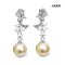 Approx. 9.0 mm up, Gold South Sea Pearl, Bow Dangle Pearl Stud Earrings
