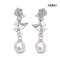 Approx. 8.0 mm, Hanamomo, Akoya Pearl, Bow CZ Dangle Pearl Stud Earrings