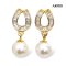 Approx. 6.0 mm up, Moonlight, Akoya Pearl, Horseshoe Dangle Pearl Stud Earrings