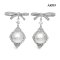 11.0 mm and 11.1 mm, White South Sea Pearl, Miki Royal Bow Dangle Pearl Stud Earrings
