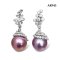 Approx. 13.0 mm, Freshwater Pearl, CZ Grapes Dangle Pearl Stud Earrings