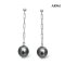 Approx. 10.0 mm, Tahitian Pearl, Dot Chain Dangle Pearl Stud Earrings