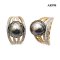 9.8 mm and 10.1 mm, Hanashinju, Tahitian Pearl, Four Stripes Diamond Paved Pearl Stud Earrings