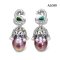 Approx. 12.0 mm, AK and Freshwater Pearl, Peacock Chandelier Pearl Stud Earrings