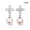 Approx. 8.0 mm, Akoya Pearl, Flower Dangle Pearl Stud Earrings