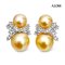 Approx. 8.0 - 10.0 mm up, Gold South Sea Pearl, Double Pearl White Topaz Stud Earrings